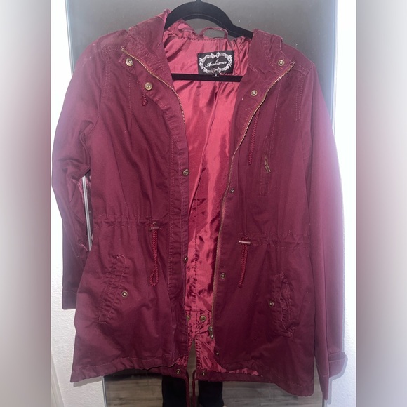 Jackets & Blazers - Women's Burgundy Hooded Jacket